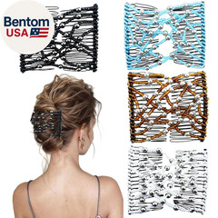 4 Pieces Elastic Beaded Magic Hair Comb Stretchy Double Comb Hair Fork Clips No