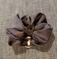 New! CHANEL Black Satin Scrunchie/Hair Tie/Hair Accessory – CC Logo