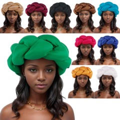 African solid color decoration sponge big Fried Dough Twists braid headband