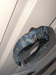 Denim Knot Headband Wth Studded Small Stars