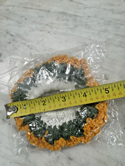 Handmade Crochet Scrunchie Boho Hair Tie Soft Cotton Elastic Green Mustard White