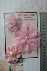 LIGHT PINK Silk Organza Lace Satin Fabric 3 FlowerMix 50-90mm Handmade NJC HMP-2