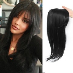 2.7″x4.3″Cap Synthetic Hair Topper with Bang for Women Clip in Cover Crown 18″