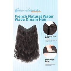 Natural Black Brown V Shaped Water Wave Hair Extensions 45 50 60cm Clip In