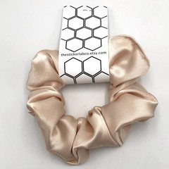 Handmade Women’s Scrunchies Ivory Crepe Satin Hair Tie Size Regular