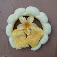 Yellow Flower Scrunchie Hair Tie – Solid Polyester, Stretch, Women Unisex