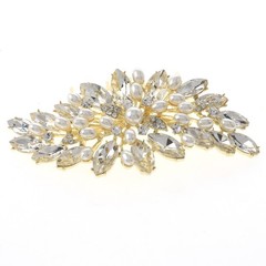 Gold Tone Metal Hair Comb With Rhinestone H3931-GCR
