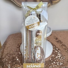 SCUNCI HEADWRAPS, JAWCLIPS, BRACELET, BOBBIE PIN GIFT SET IN GOLD, SILVER, ROSE1