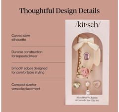 KitschPop Customizable Curved Claw Clip With Interchangeable Charms – Cream