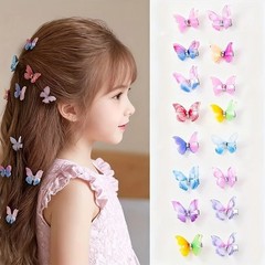 6 Pcs Gradient Butterfly Hair Clips Girls Princess Hair Accessories