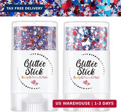 4th of July Body Glitter Stick for Face, Body & Hair – Red White & Blue Chunky G