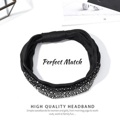 Crystal Headband Rhinestone Black Head Wraps Wide Knotted Head Band Turban Party