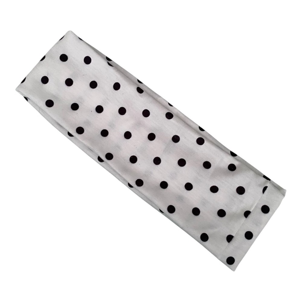 White Polka Dot Headband for Women Soft Stretch Hair Band
