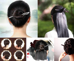Classical Handmade Carved Hair Sticks-Natural Black Sandalwood(Ebony) Hair Styli