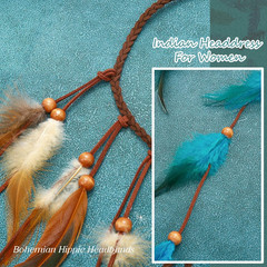 Boho Feather Headband Gypsy Headpiece Hippie Feather Headdress Hippie Accessorie