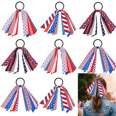 8 Pcs Patriotic Fourth of July Hair Accessories Red White and Blue USA Ponytail