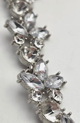 Crystal Rhinestone Floral Headband Black Elastic Stretch Silver Tone Wedding