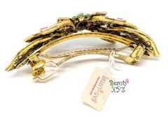 Woman hair barrette rainbow color rhinestones Metal flower hair claws clips