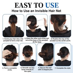20 PCS Hair Nets Invisible Elastic Edge Mesh Black Wig Bun Gymnastic Dance