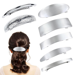7 Pieces Simple Rectangular Oval Large Silver Spring French Metal Hair Clips Squ
