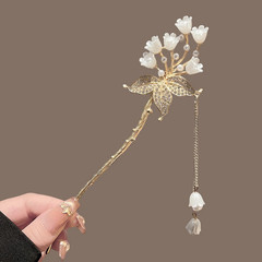 Bell Orchid Pearl Tassel Hairpin Chinese Hanfu Stick Hair Hairpin Shaking Headdr