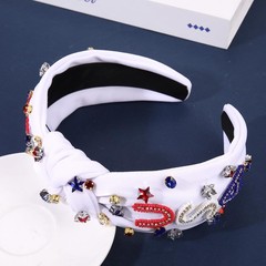 4th of July Headbands, Flag Star Headband Pearl Crystal Rhinestone Knotted He…