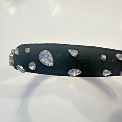 NWOT J. Crew Factory Black Velvet Crystal Puff Headband NEW Holiday Rhinestones