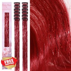 Wennalife Red 24 Inch 12 Clips Hair Tinsel Kit