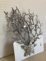 Star Tree Branch Hair Clip Barrette, Glitter Crystals Costume Jewelry Icing