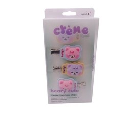 NEW The Creme Shop Set of 4 Beary Cute Crease-Free Hair Clips K Beauty