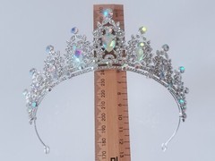 Women ABS Rhinestone Crystal Wedding Bride Bling Headband Silver Crown Tiara
