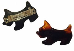 Parcelona French Dog Small Celluloid Black N Shell Brown Hair Clip Barrette