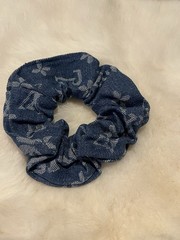 Designer Inspired Monogram Dark DenimHair Accessories Scrunchie ~ NEW