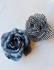 NWT H&M Blue Velvet & Striped Brooch Or Hair Clip Set
