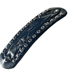 Western Womens Barrette 4.5 x 1.5 in Leather Studded Cowgirl Rodeo Horse Show Bl