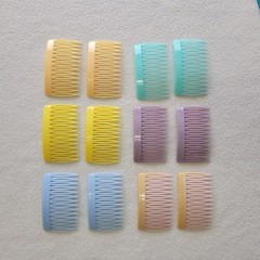 80’s Vintage Style Unbranded Side Hair Combs Flat Detail Pastel Colors Lot of 12
