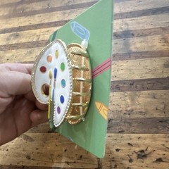 piper.k Paint Palette Rhinestone Oval Hair Clip Metal Gold White Multicolor