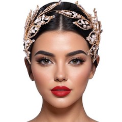 Golden Bridal Headband Rhinestone Crystal Hair Pieces Wedding Accessories