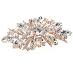 Rose Gold Tone Metal Hair Comb With Rhinestone H3866-RGCRY