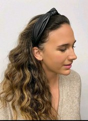Knotted Headband for Women Black Faux Leather Fashion Headband