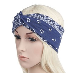 DINPREY Assorted Paisley Print Wide Bandana Knot Headbands Criss Cross Head W…
