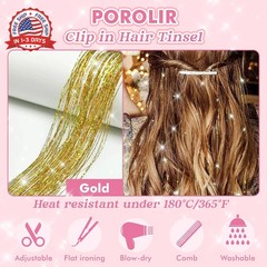 Clip in Hair Tinsel, POROLIR 6Pcs Glitter Fairy Tinsel Hair Extensions 20 Inch S