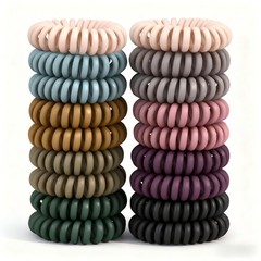 Hair Ties, 18 Count Vintage matte color Spiral Hair Ties, No Crease, Suitabl…