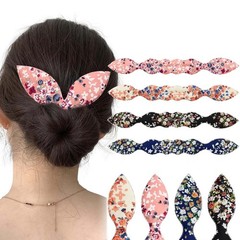 4 Pcs Hair Bun Maker French Twist Rabbit Ear Bun Twister Flower Polka Dot