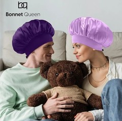 2 Pcs Silk Bonnet for Sleeping, Satin Bonnet Adjustable Hair Bonnet-Purple/Lilac