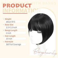 Clip in Bangs 360°Cover Top Hair Toppers for Women with Thinning Hairs