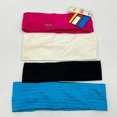 80s Mixed Set of 4 Colorful Cotton Headbands Pink, Blue, Black and White