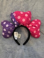 Disney Parks Minnie Bow Headband Polka Dot Pink Purple Women’s
