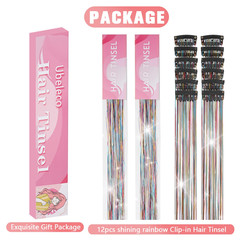 Hair Tinsel 12Pcs Clip in Rainbow Hair Accessories 20.5 Inch Fairy Hair Tinsel K