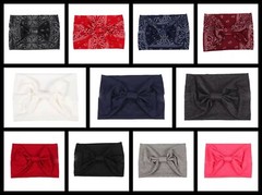 Wide Knot Bow Twist Headband Headwrap Turban Solid or Bandana